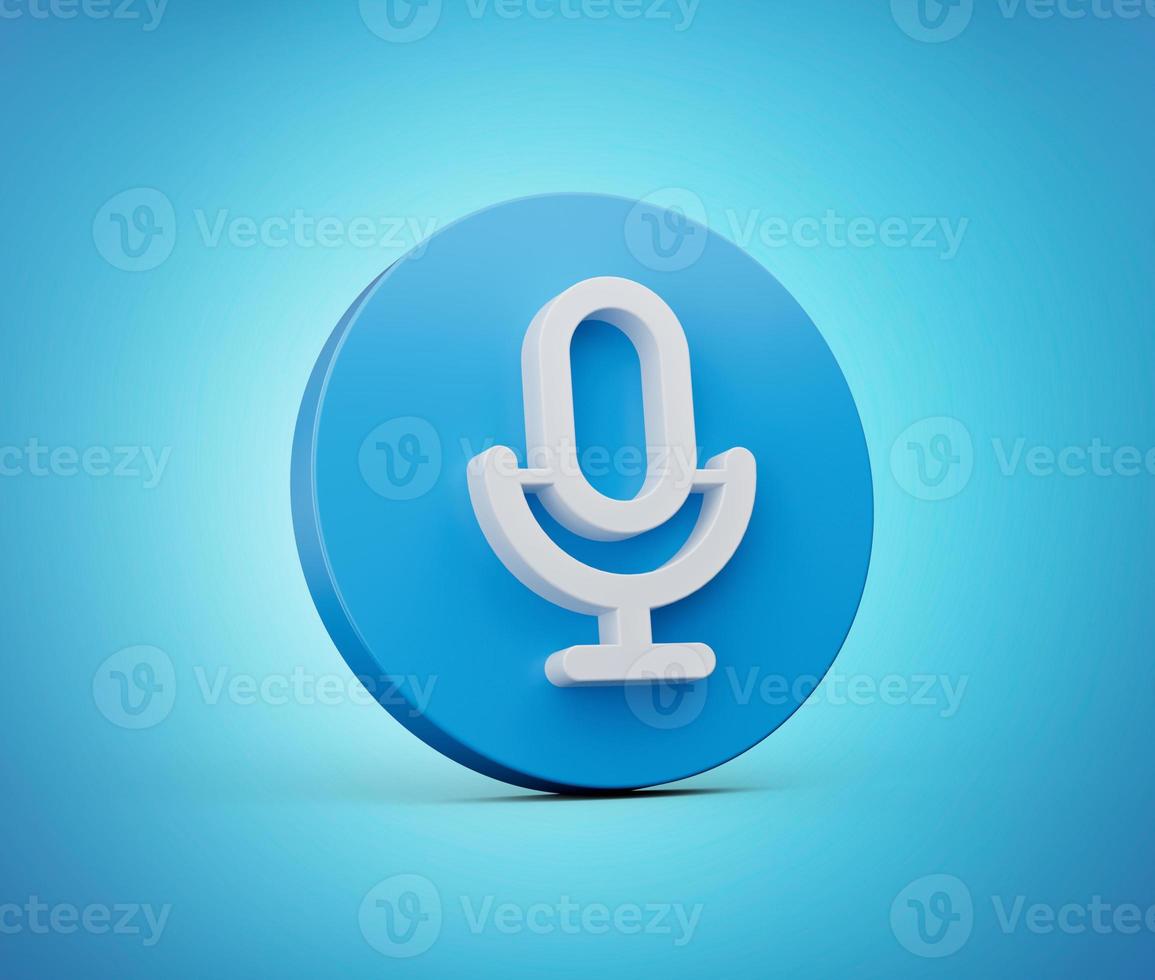 microfone 3d em estilo clássico sobre fundo azul. ilustração 3d isolada foto
