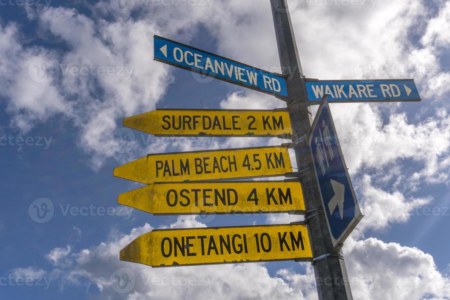 placa de trânsito oneroa ilha waiheke nova zelândia foto