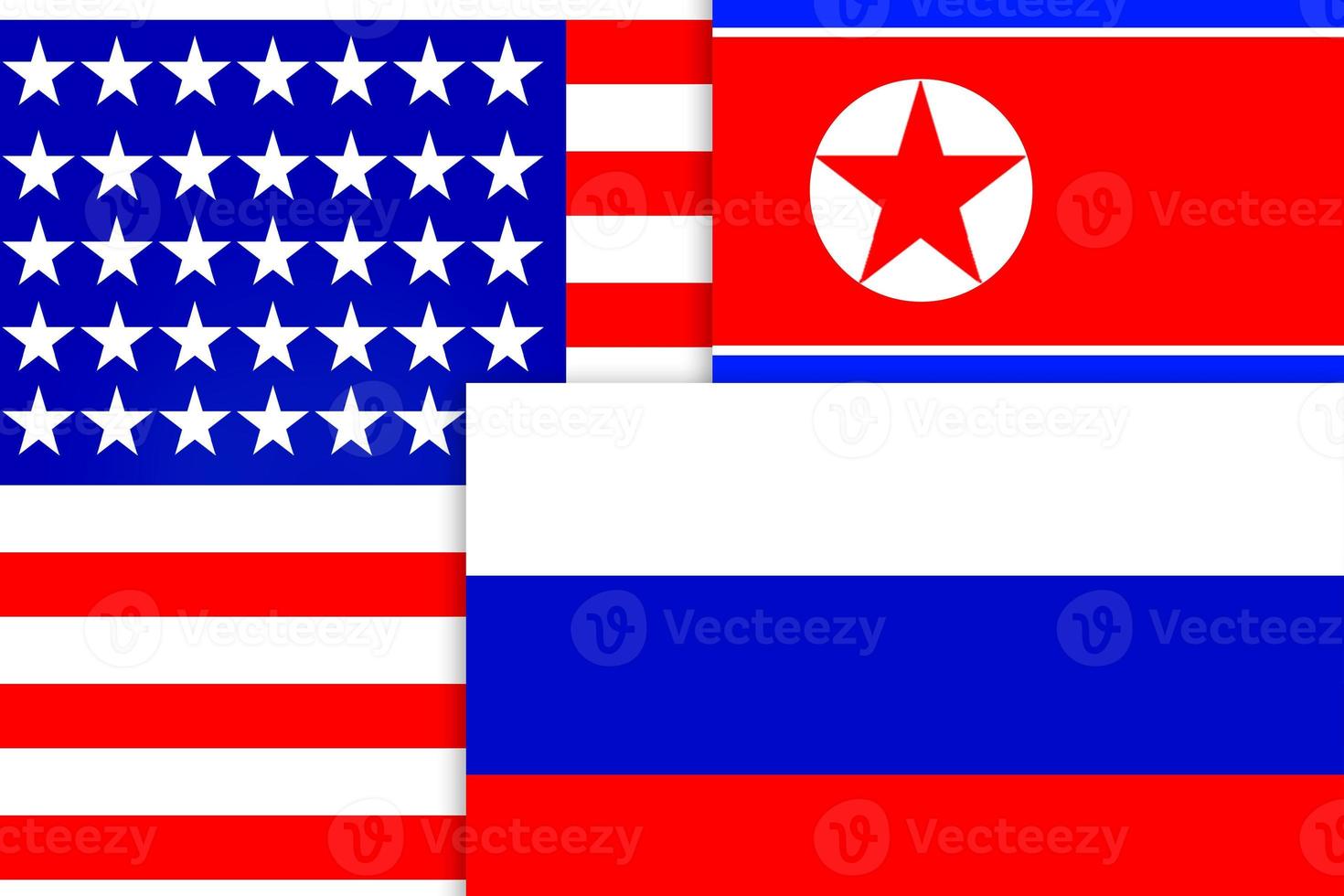 bandeiras estados unidos rússia coreia do norte foto