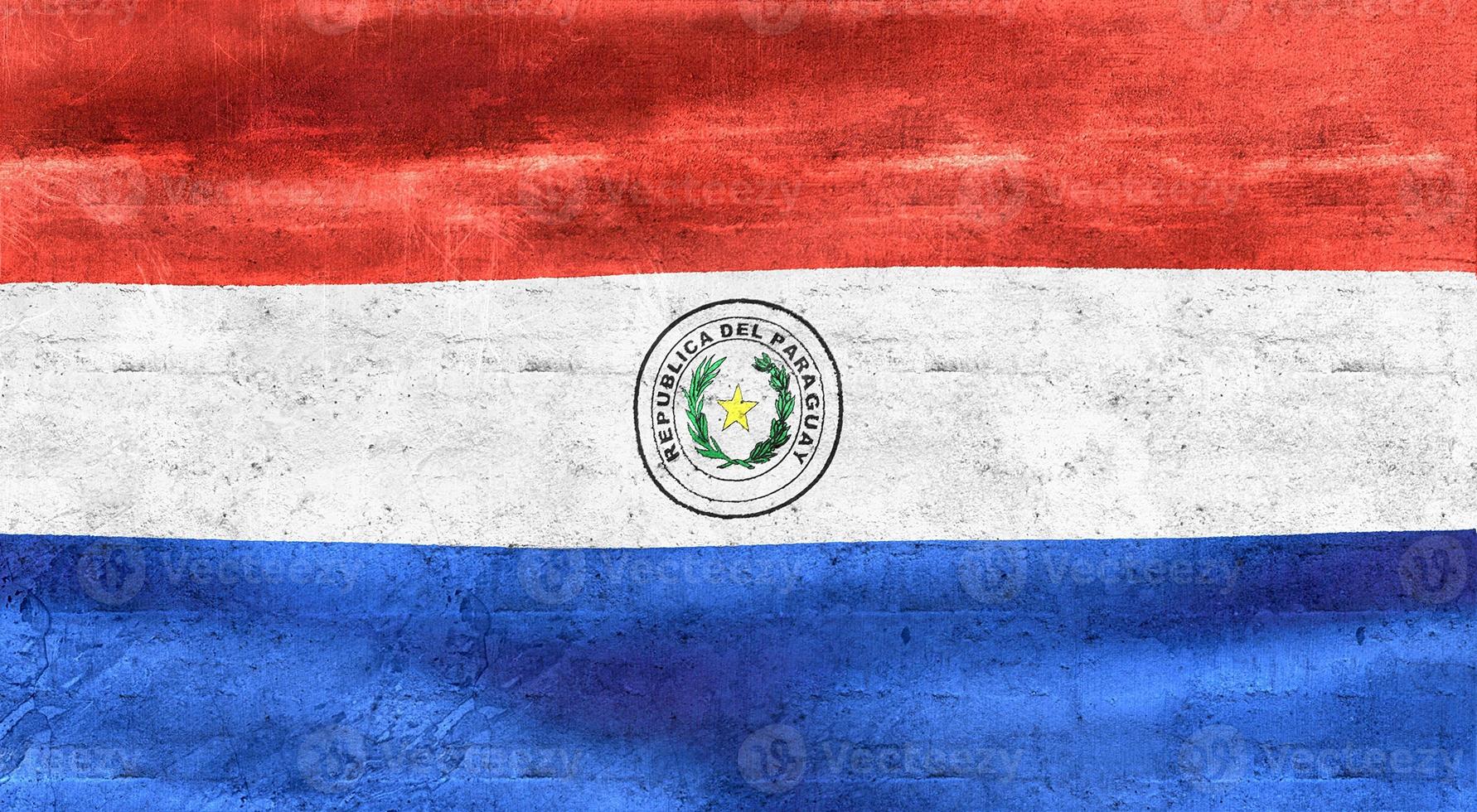 ilustração 3D de uma bandeira do paraguai - bandeira de tecido acenando realista foto