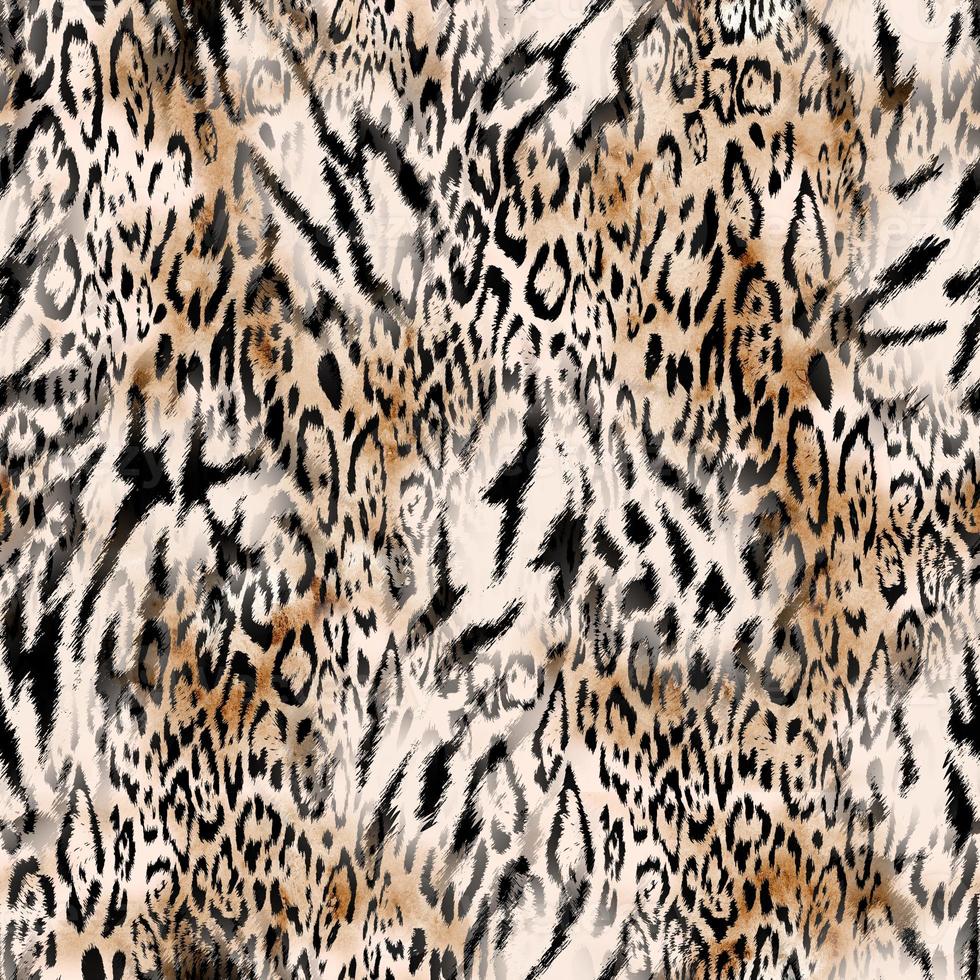 textura sem costura de leopardo e zebra, impressão animal desenhada à mão, textura animal, padrão selvagem africano. foto