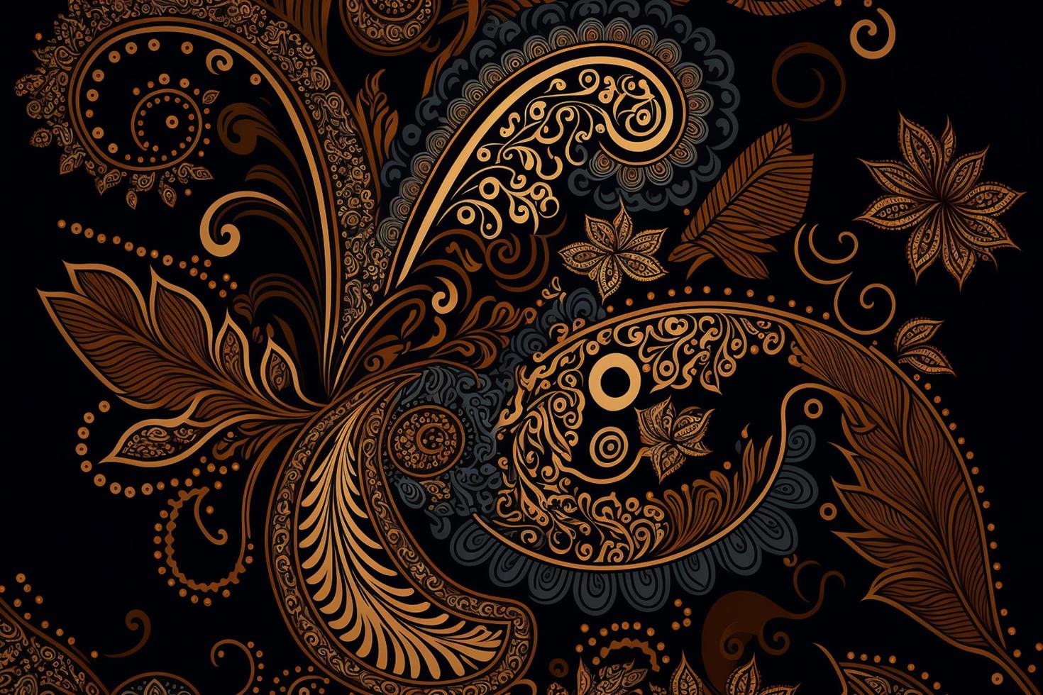 padrão vetorial sem costura paisley, fundo vintage em estilo batik foto