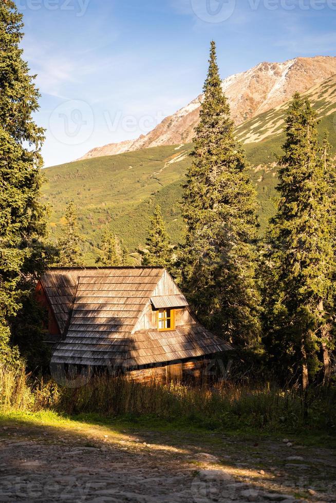 dia ensolarado de outono de alta montanha tatra, paisagem relaxante, vista alp. vista natural durante o trekking de verão em terras altas com vista para picos e colinas rochosas. parque nacional na polônia. foto