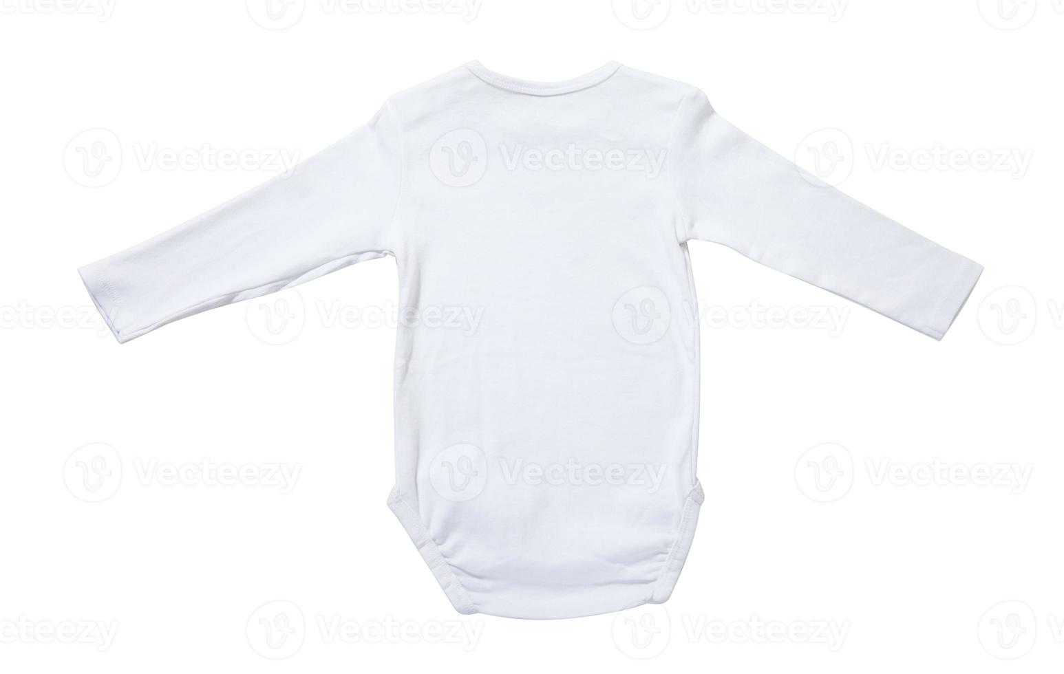 macacão de bebê branco isolado sobre fundo branco. bom para inserir seu design. maquete para design e colocação de logotipos, anúncios foto