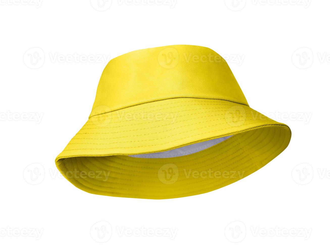 chapéu de balde amarelo isolado no fundo branco foto