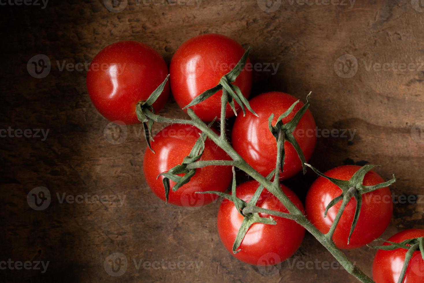 tomate cereja em uma videira foto