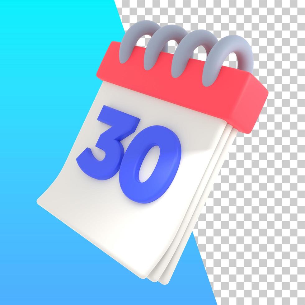 ícone de calendário de renderização 3D foto