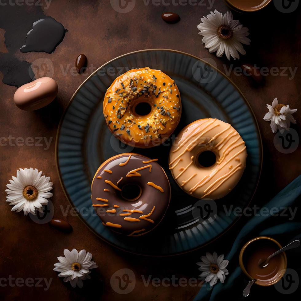 rosquinhas em fundo branco, perfeito para publicidade, embalagens, menus, livros de receitas. destacando textura e detalhes, filmado de cima, alta resolução adequada para impressão, pôsteres, banners e muito mais foto