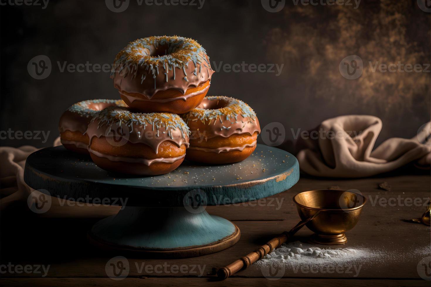 rosquinhas em fundo branco, perfeito para publicidade, embalagens, menus, livros de receitas. destacando textura e detalhes, filmado de cima, alta resolução adequada para impressão, pôsteres, banners e muito mais foto