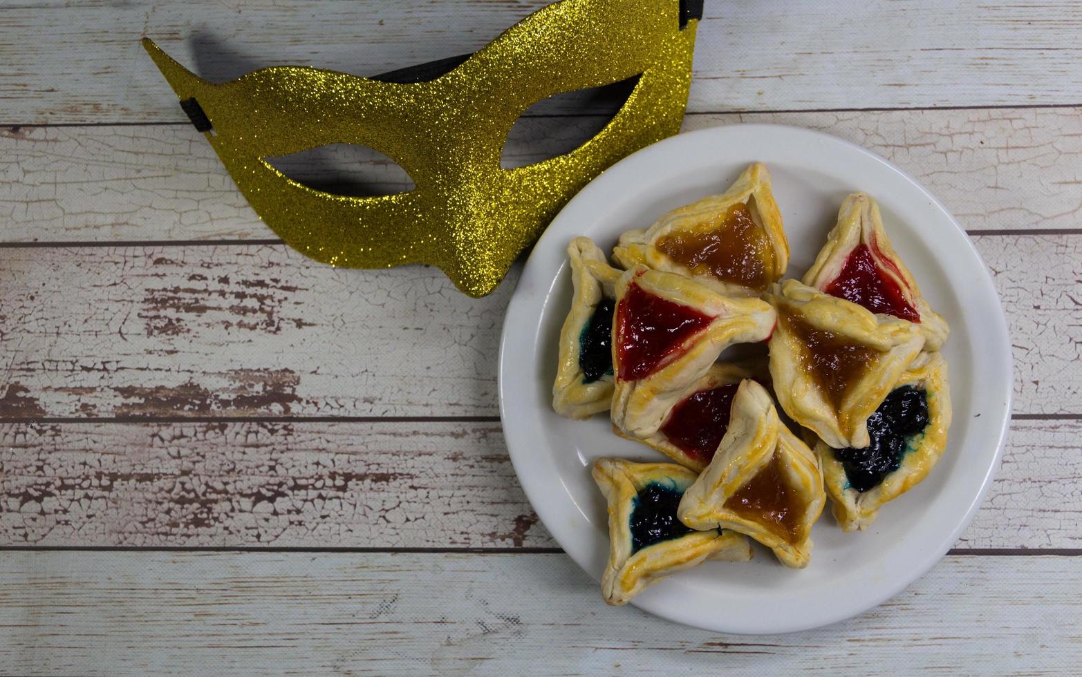 orelhas de haman para celebração de purim. carnaval judaico foto