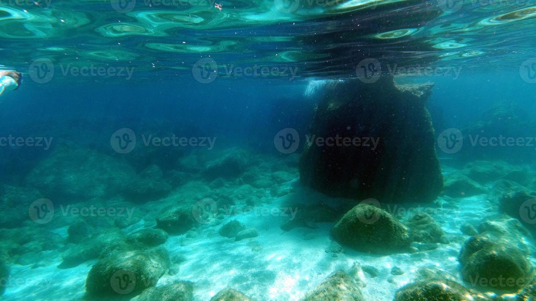 vista subaquática da água cristalina da sardenha durante o mergulho foto