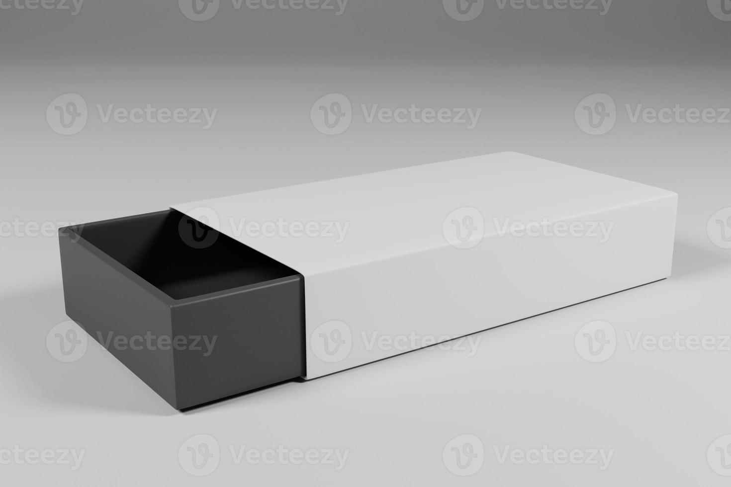 embalagem de caixa branca vazia de renderização 3D para apresentação do produto foto