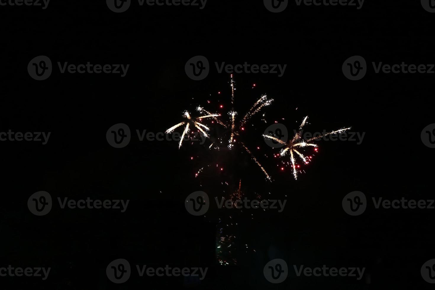 fogos de artifício coloridos no céu negro foto