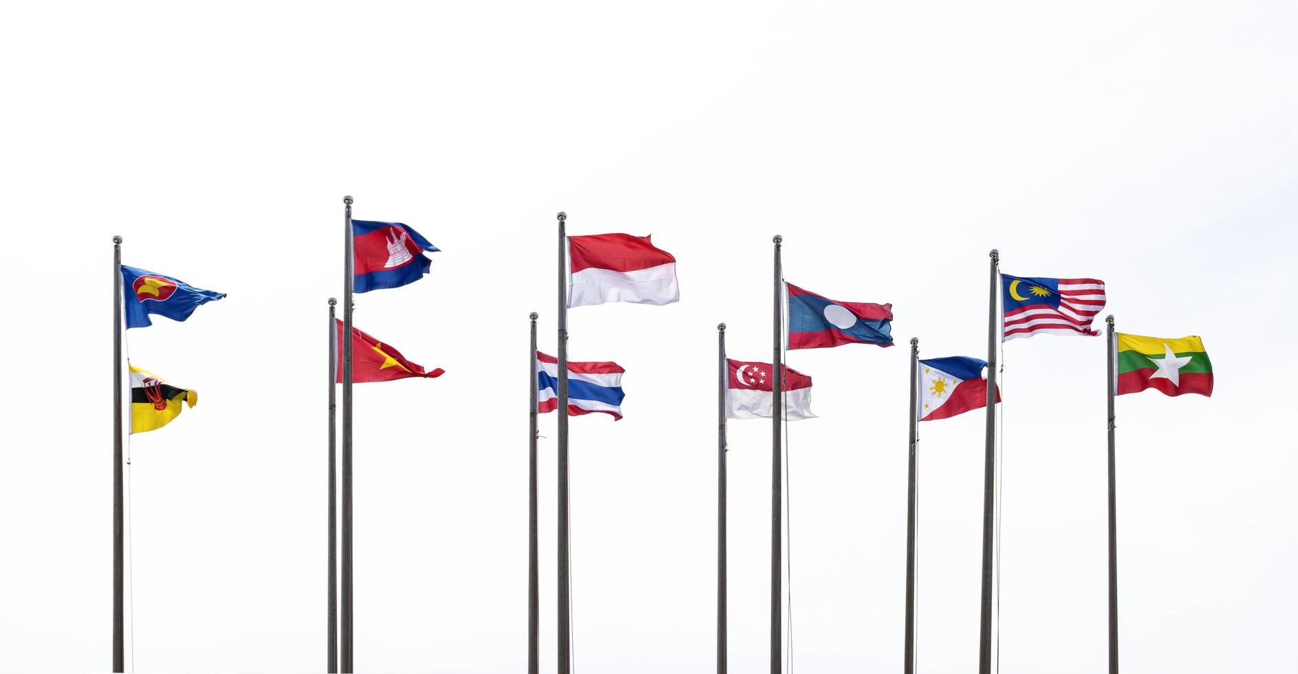 mastros de bandeira de países da asean foto