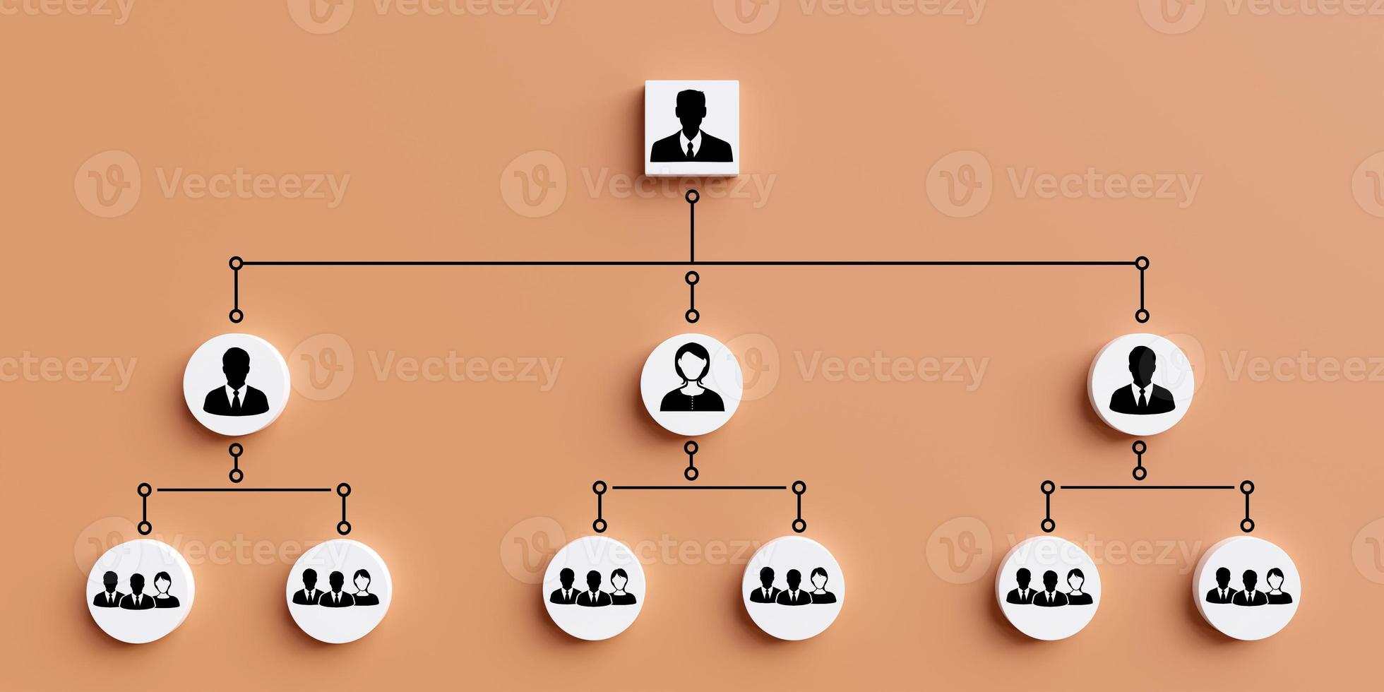 ícone humano em círculo com diagramas de posição de conexão de linha. conceito de estrutura organizacional, gráfico de cargos, gestão organizacional e gestão de recursos humanos. foto