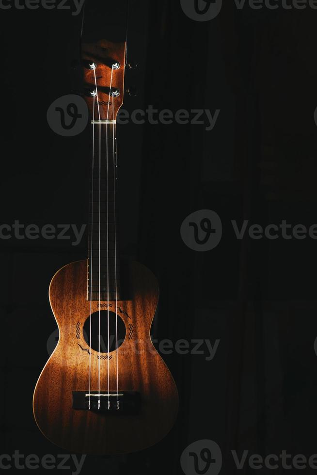 ukulele em fundo preto foto