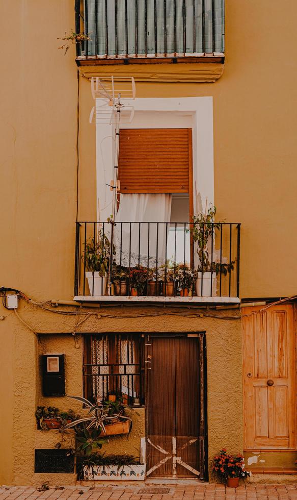 la vila joiosa, 2020 - moldura de janela de madeira marrom com plantas verdes foto