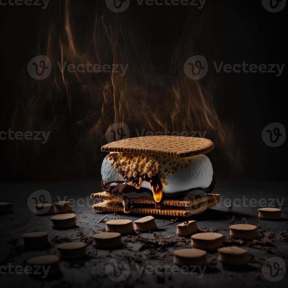 foto smores em fotografia de comida de fundo preto