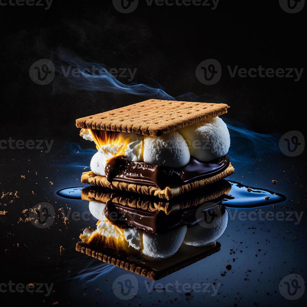 foto smores em fotografia de comida de fundo preto