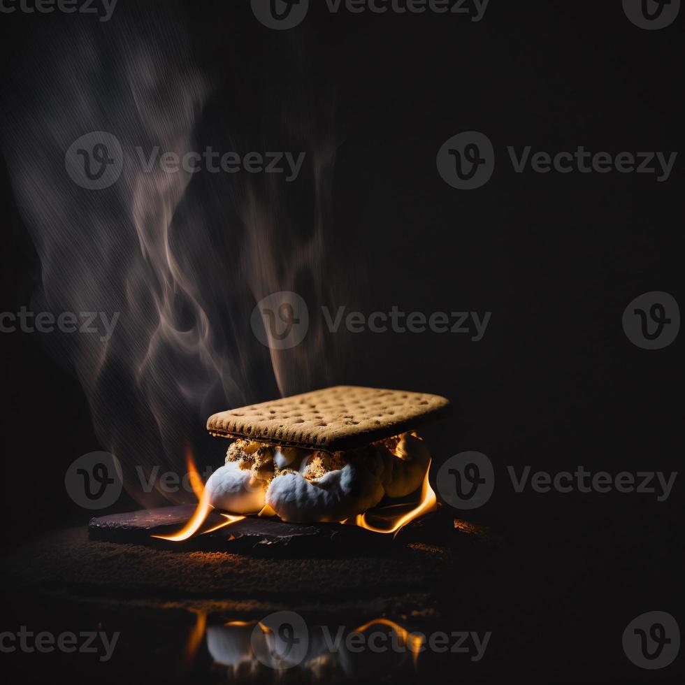 foto smores em fotografia de comida de fundo preto