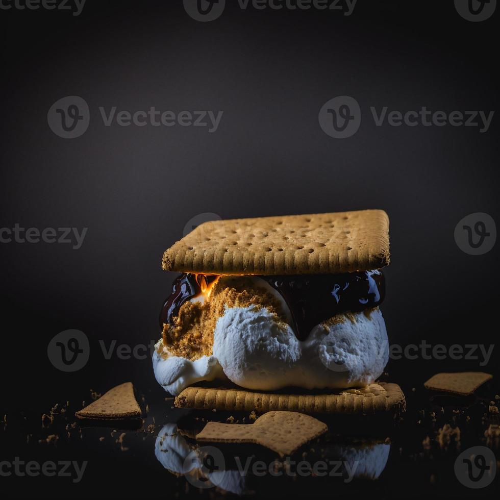 foto smores em fotografia de comida de fundo preto