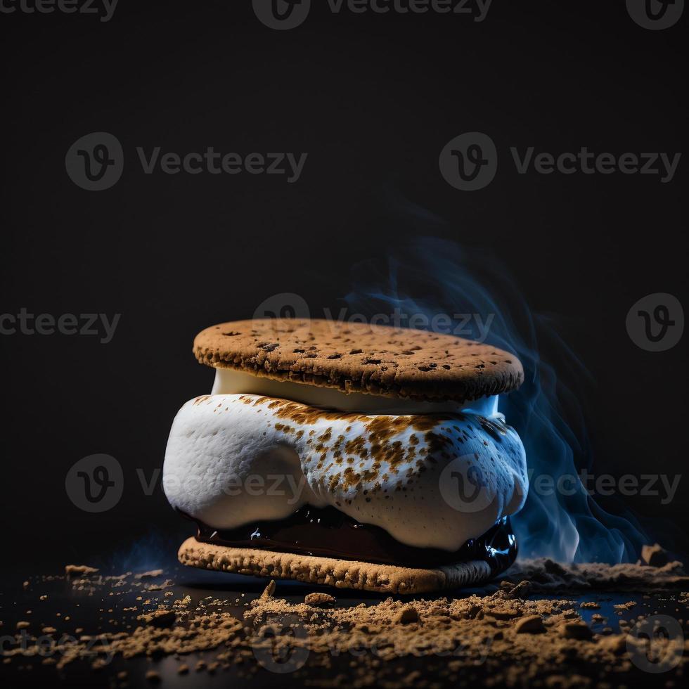 foto smores em fotografia de comida de fundo preto