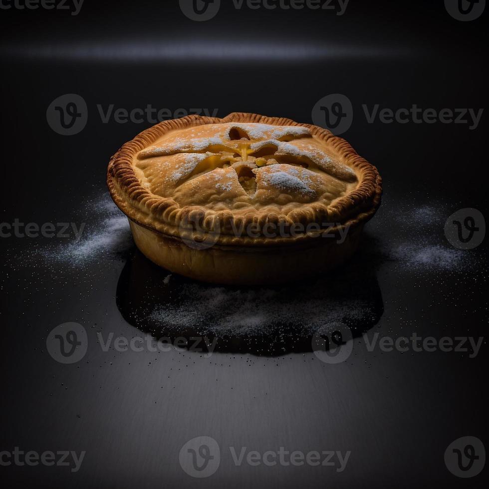 foto torta de maçã em fundo preto fotografia de comida