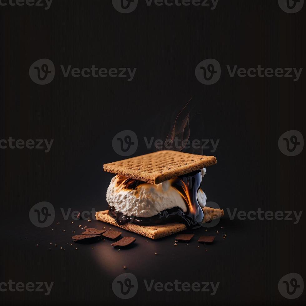 foto smores em fotografia de comida de fundo preto