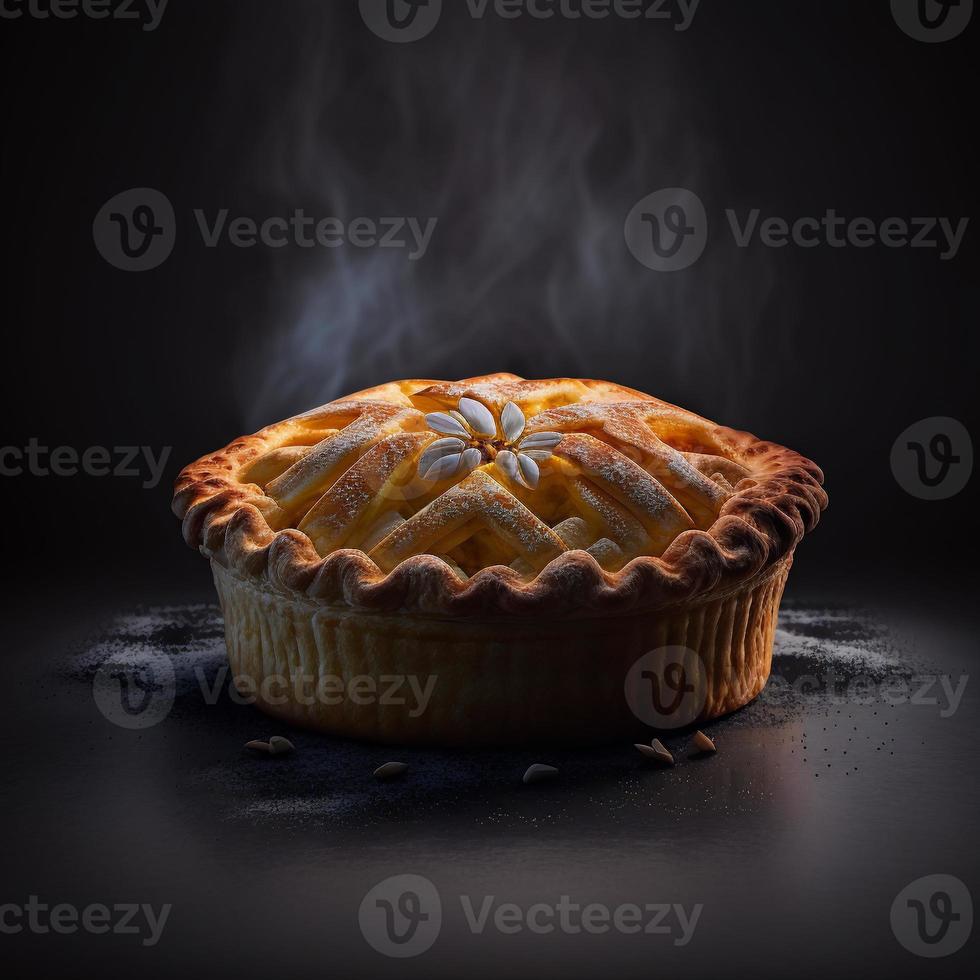 foto torta de maçã em fundo preto fotografia de comida