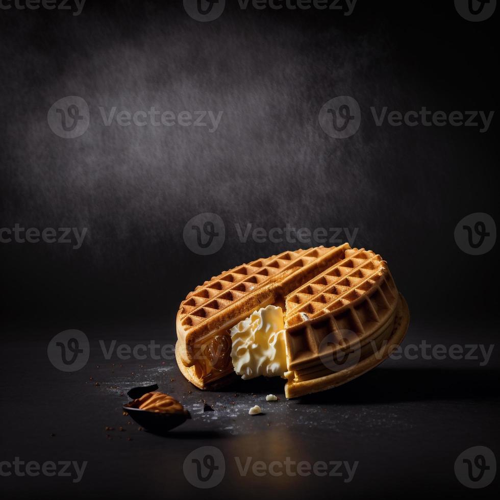 waffles em fundo preto foto