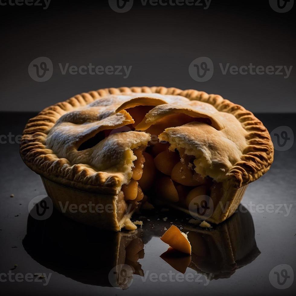 foto torta de maçã em fundo preto fotografia de comida