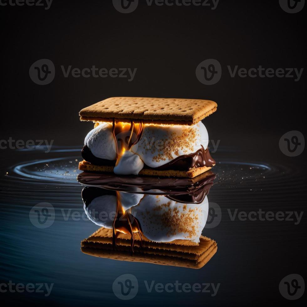 foto smores em fotografia de comida de fundo preto