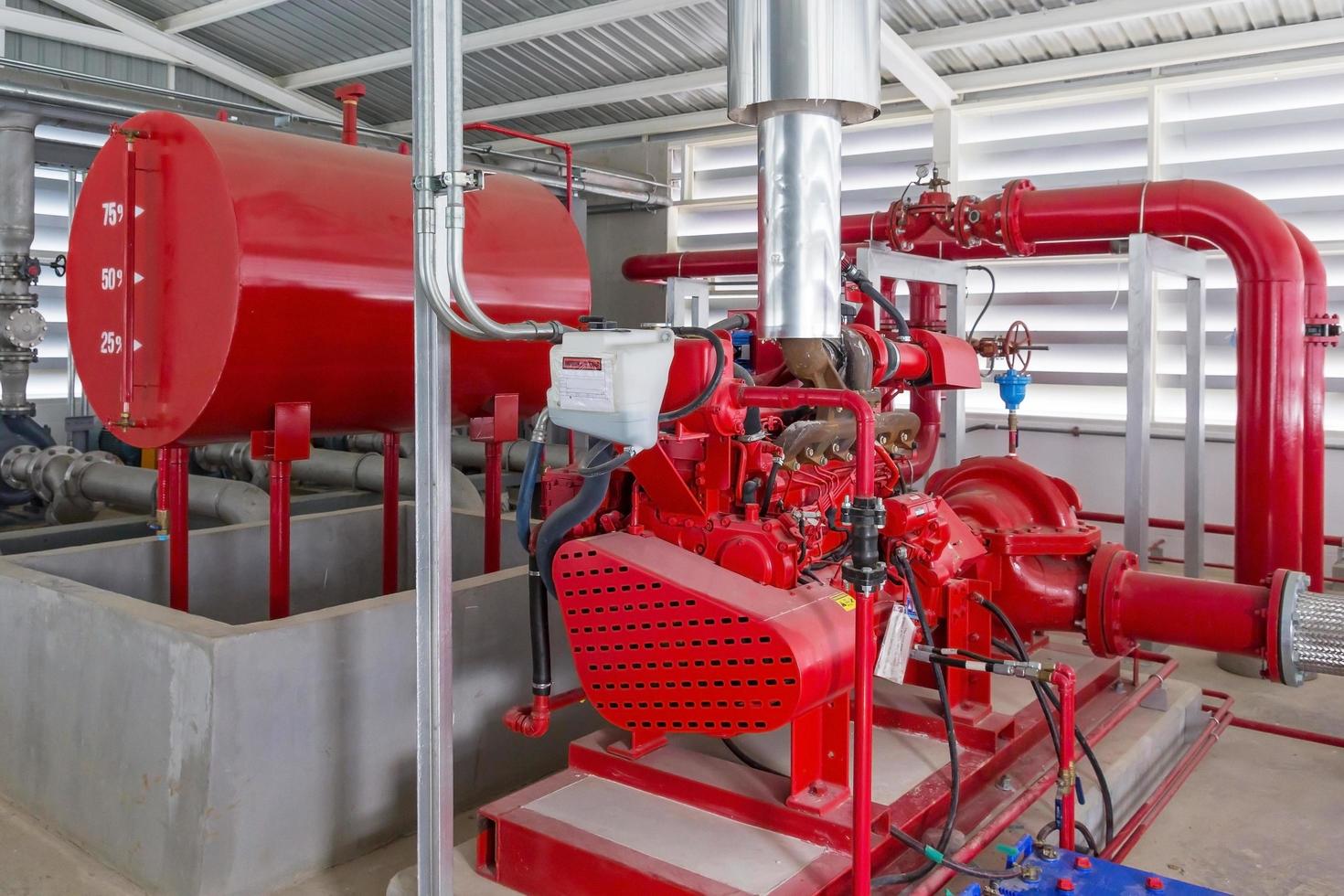 bomba geradora vermelha para tubulação de sprinklers de água e sistema de controle de alarme de incêndio foto