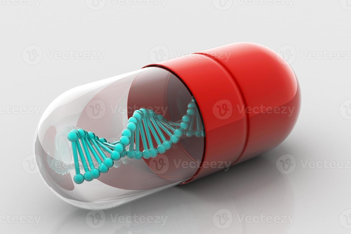 ilustração 3D do DNA dentro da cápsula foto