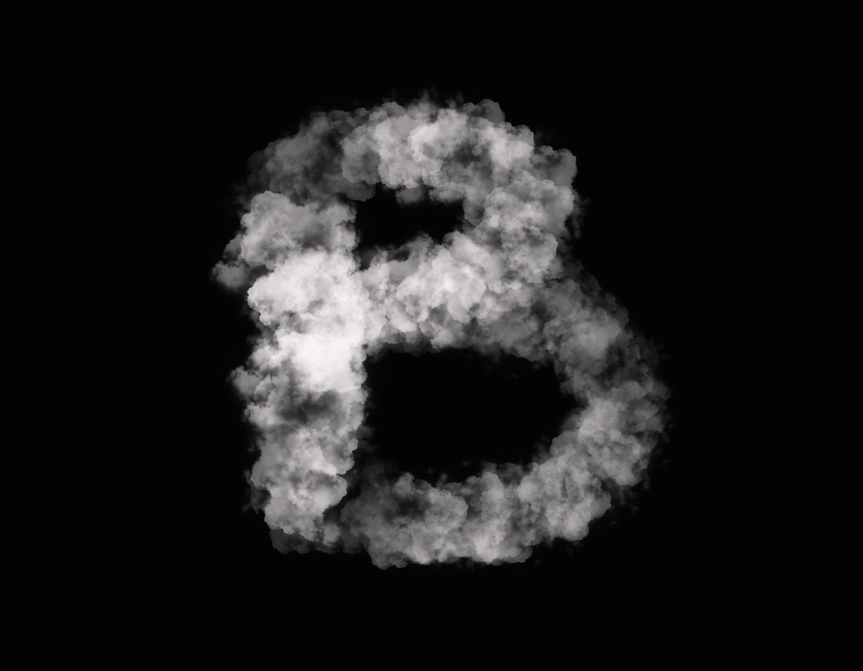 alfabeto b de fumaça realista se espalhando em fundo escuro foto