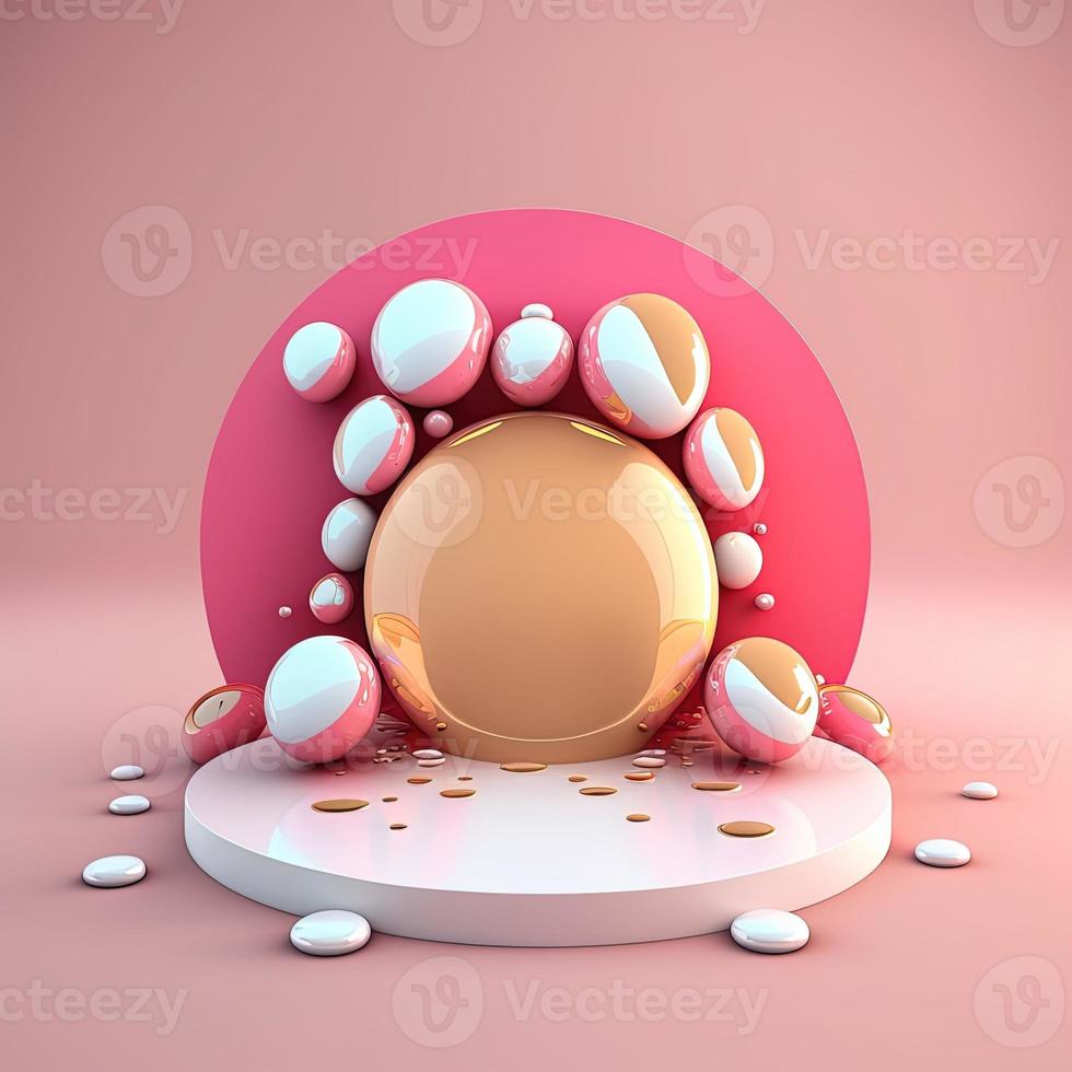 Palco brilhante 3d com decoração de ovo de páscoa foto