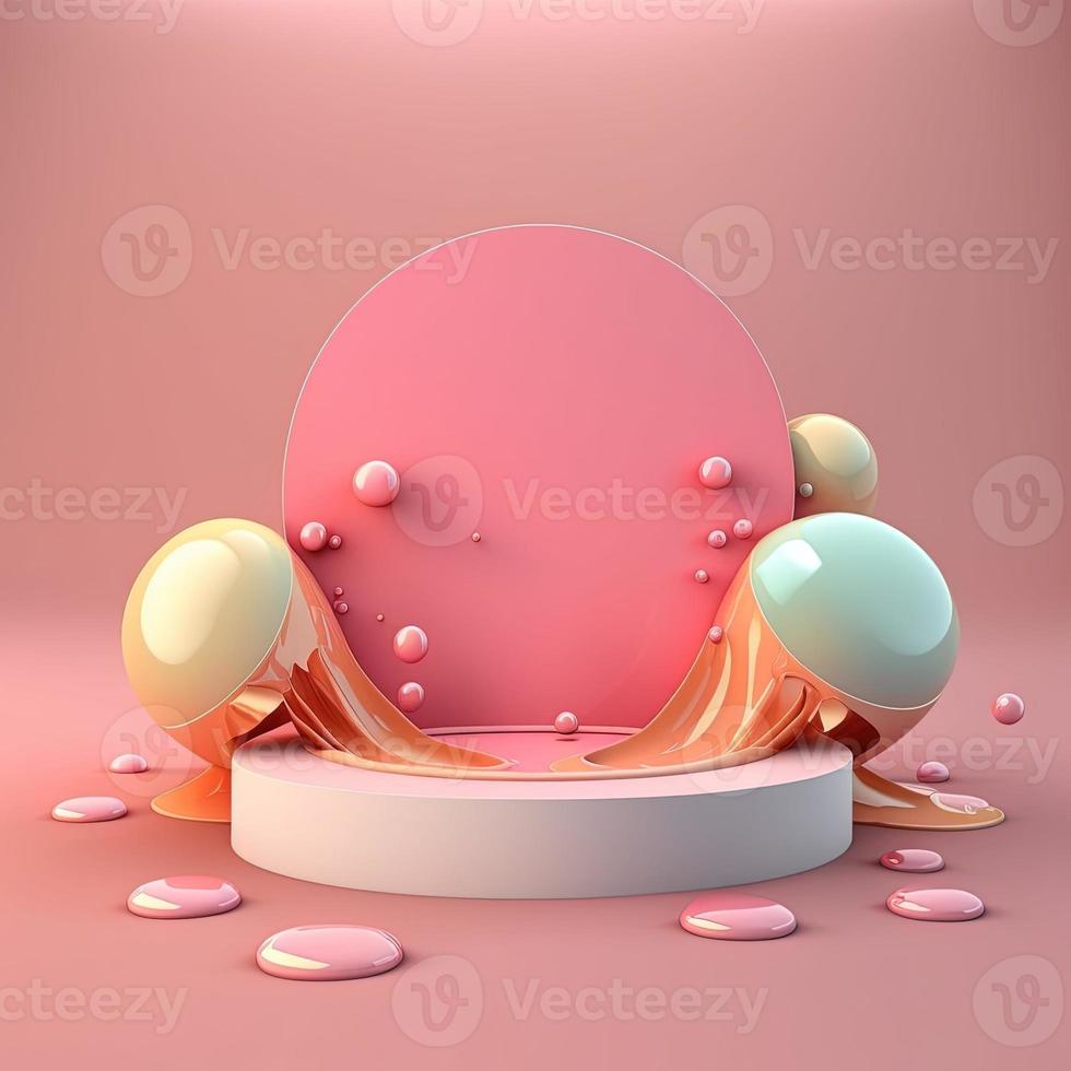 pódio brilhante 3d com decoração de ovos de páscoa foto