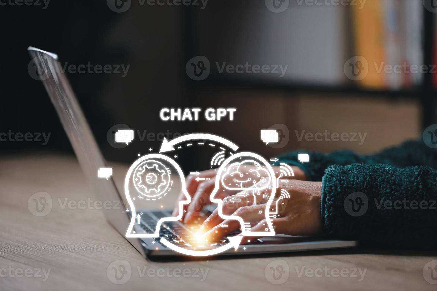 chatbot digital de toque manual para fornecer acesso a informações e dados em rede online, aplicativo de robô e conexão global, ai, inteligência artificial, inovação. foto