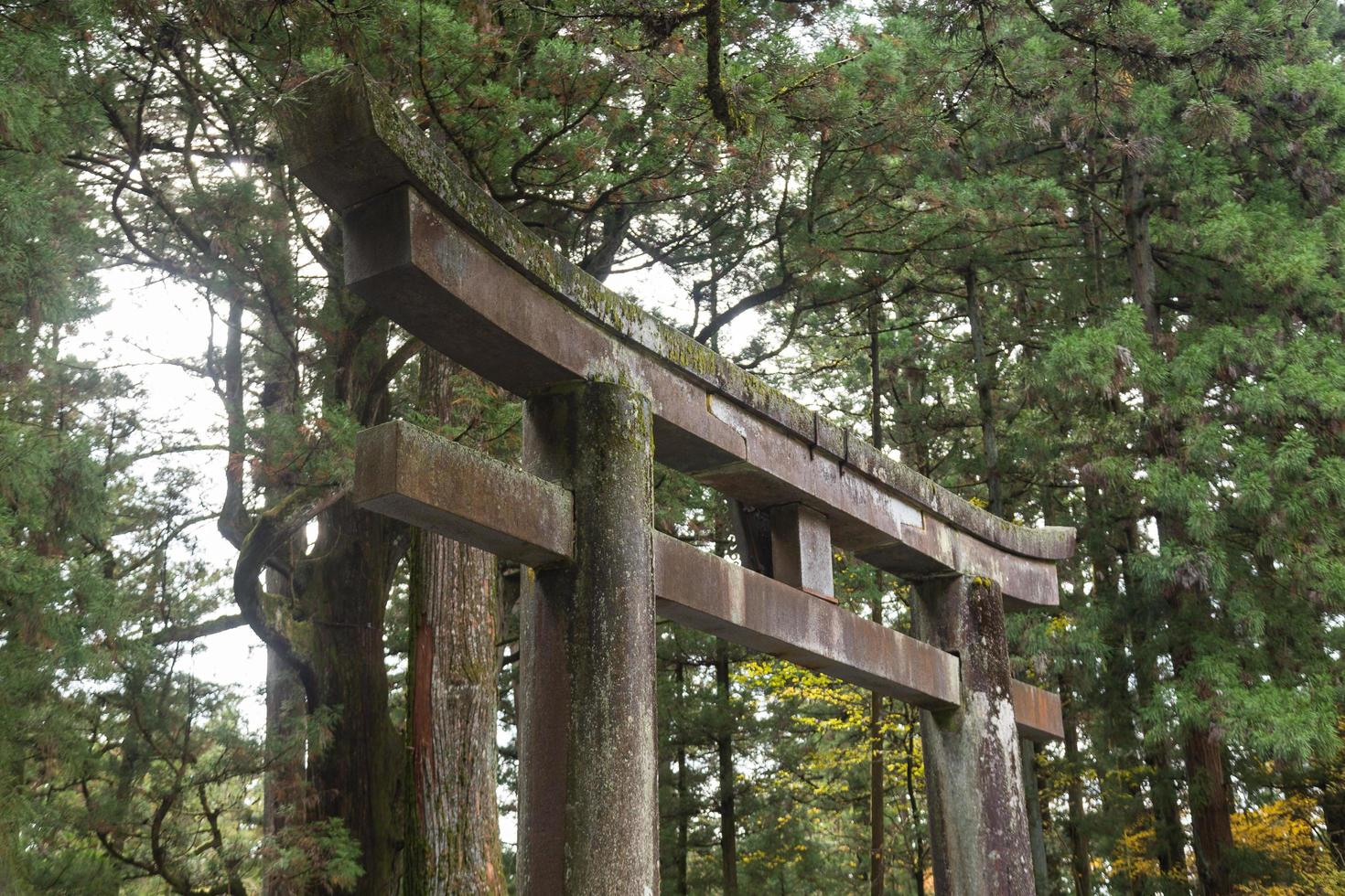 portão de pedra no santuário de toshogu, no japão. foto