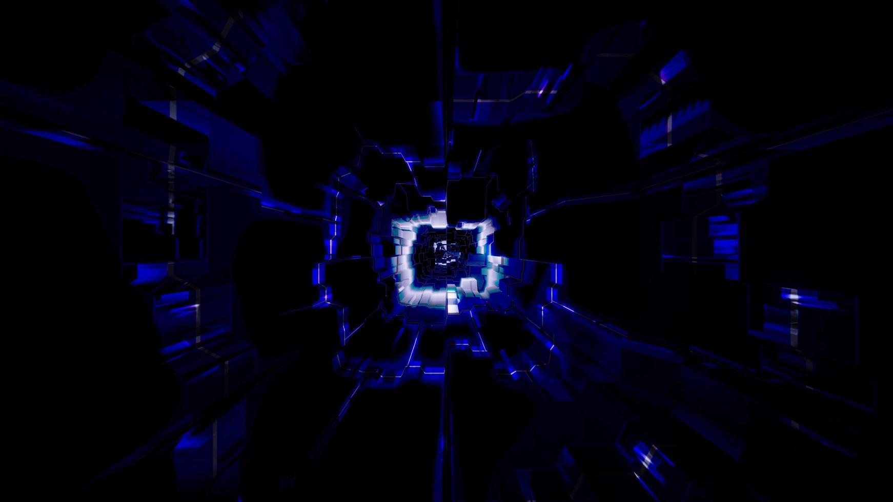 Luzes e formas azuis e brancas na ilustração 3D do caleidoscópio para o fundo ou papel de parede foto