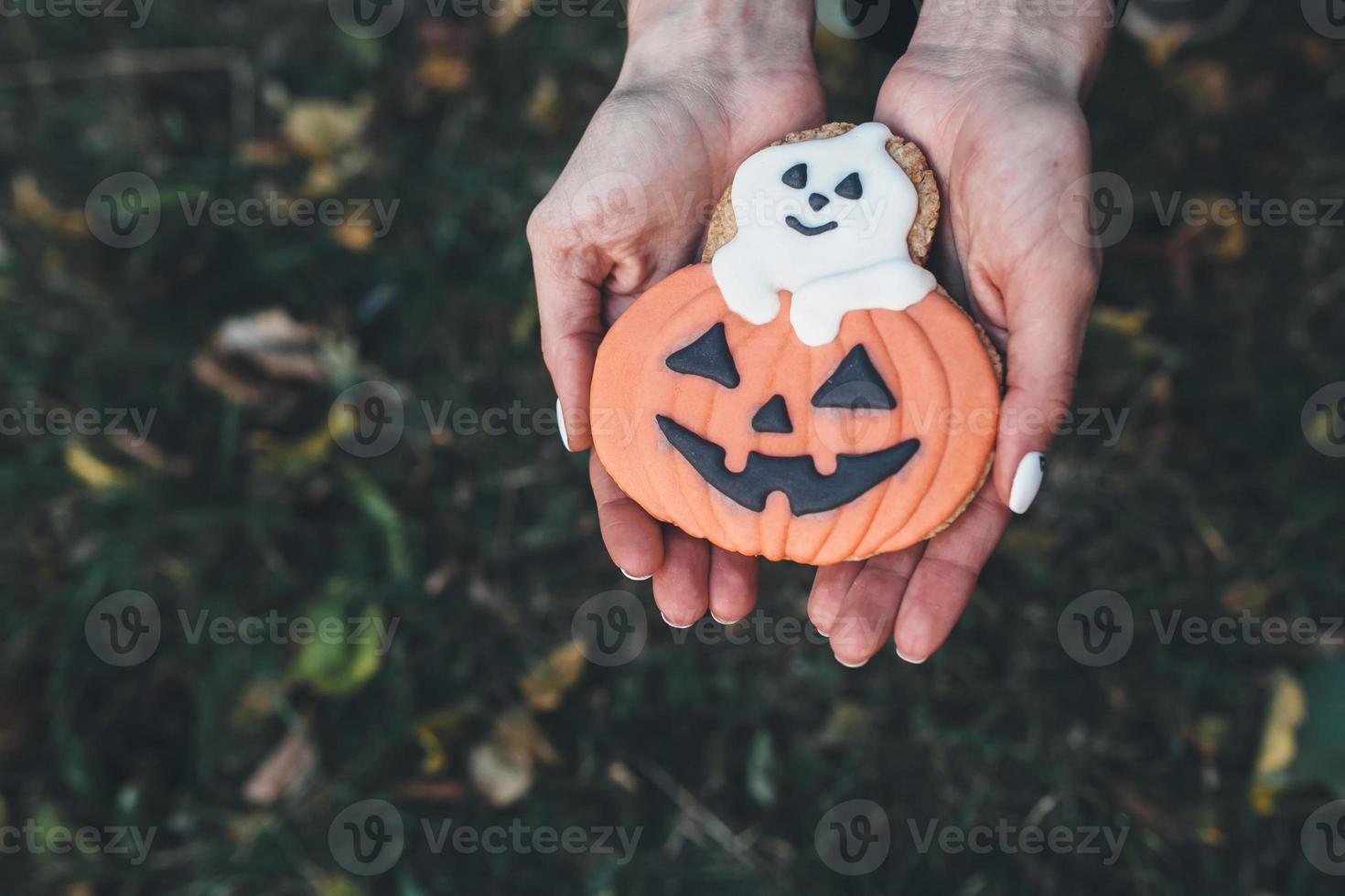 vista de biscoitos de halloween foto