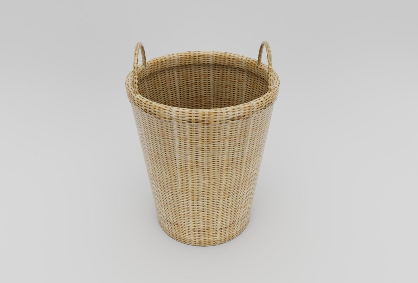 bambu cesta vime mínimo 3d Renderização em branco fundo foto