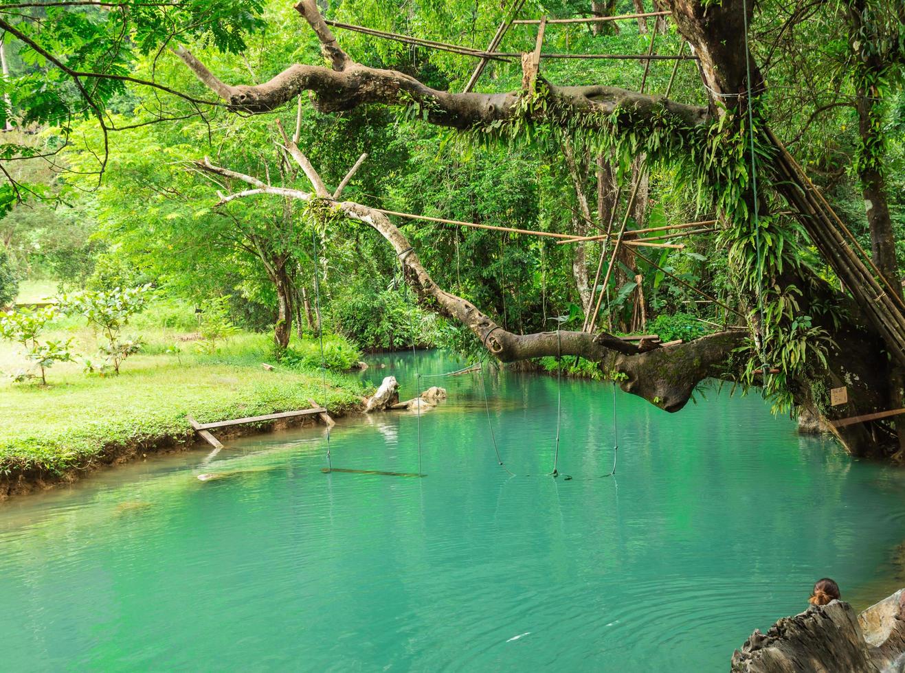 azul lagoa, vang vieng, Laos foto