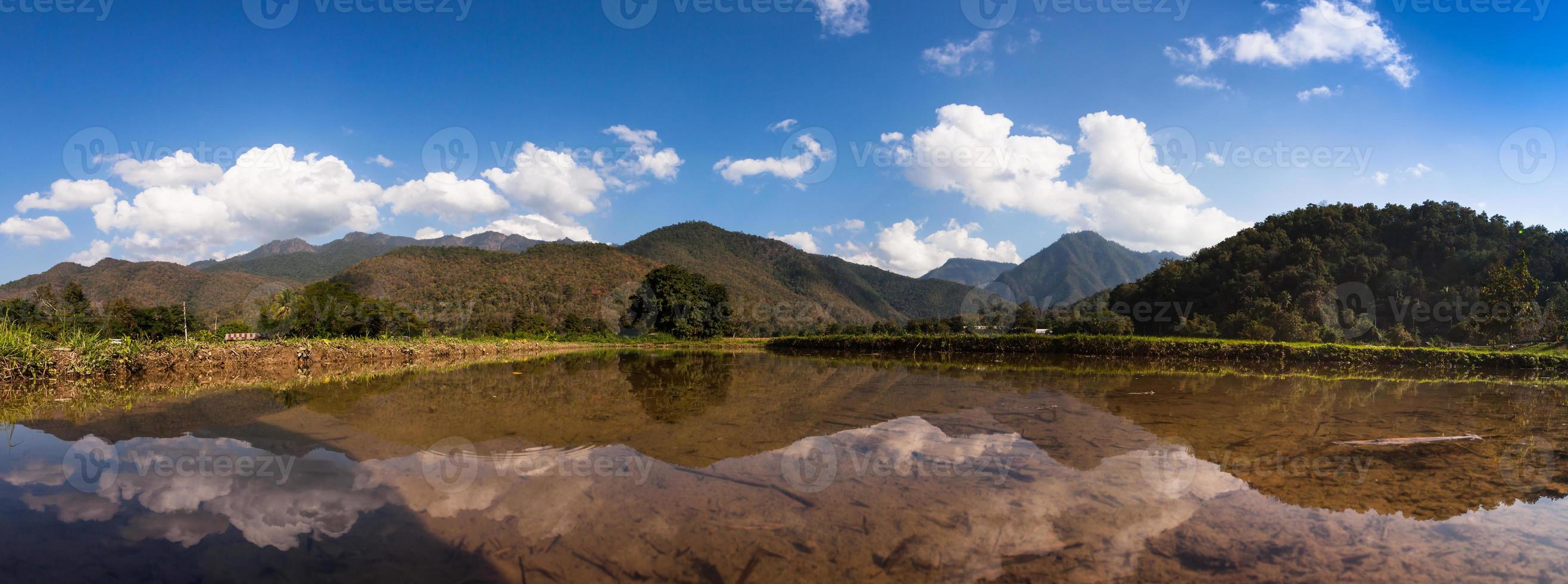 reflexo das montanhas na água durante o dia foto