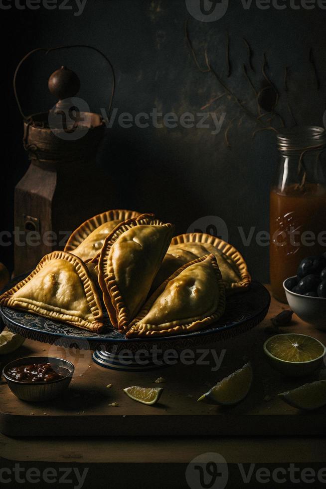 saciar dentro a rico sabores do latim América com nosso empanadas. de dar água na boca imagens mostruário tradicional, rua comida, e gourmet estilos do isto Amado prato foto