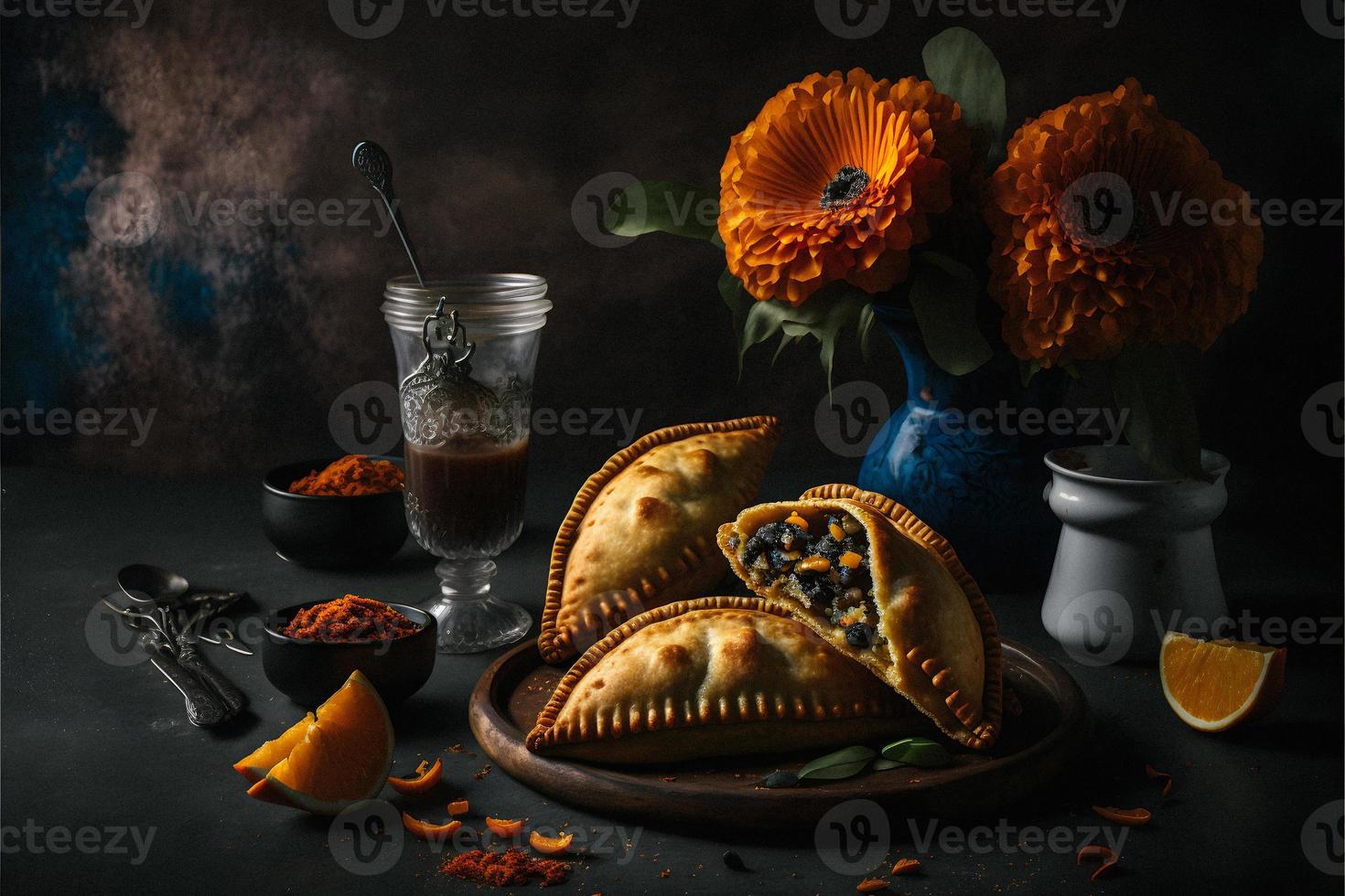 saciar dentro a rico sabores do latim América com nosso empanadas. de dar água na boca imagens mostruário tradicional, rua comida, e gourmet estilos do isto Amado prato foto