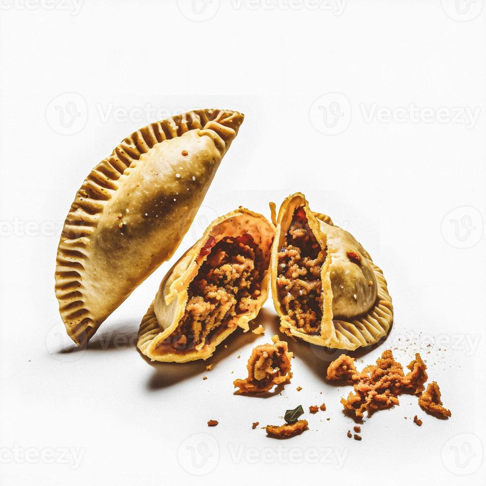 trazer uma toque do sofisticação para seu relacionado com comida projetos com nosso empanadas em uma branco fundo. mostruário a rico sabores e diversidade do latim americano cozinha foto