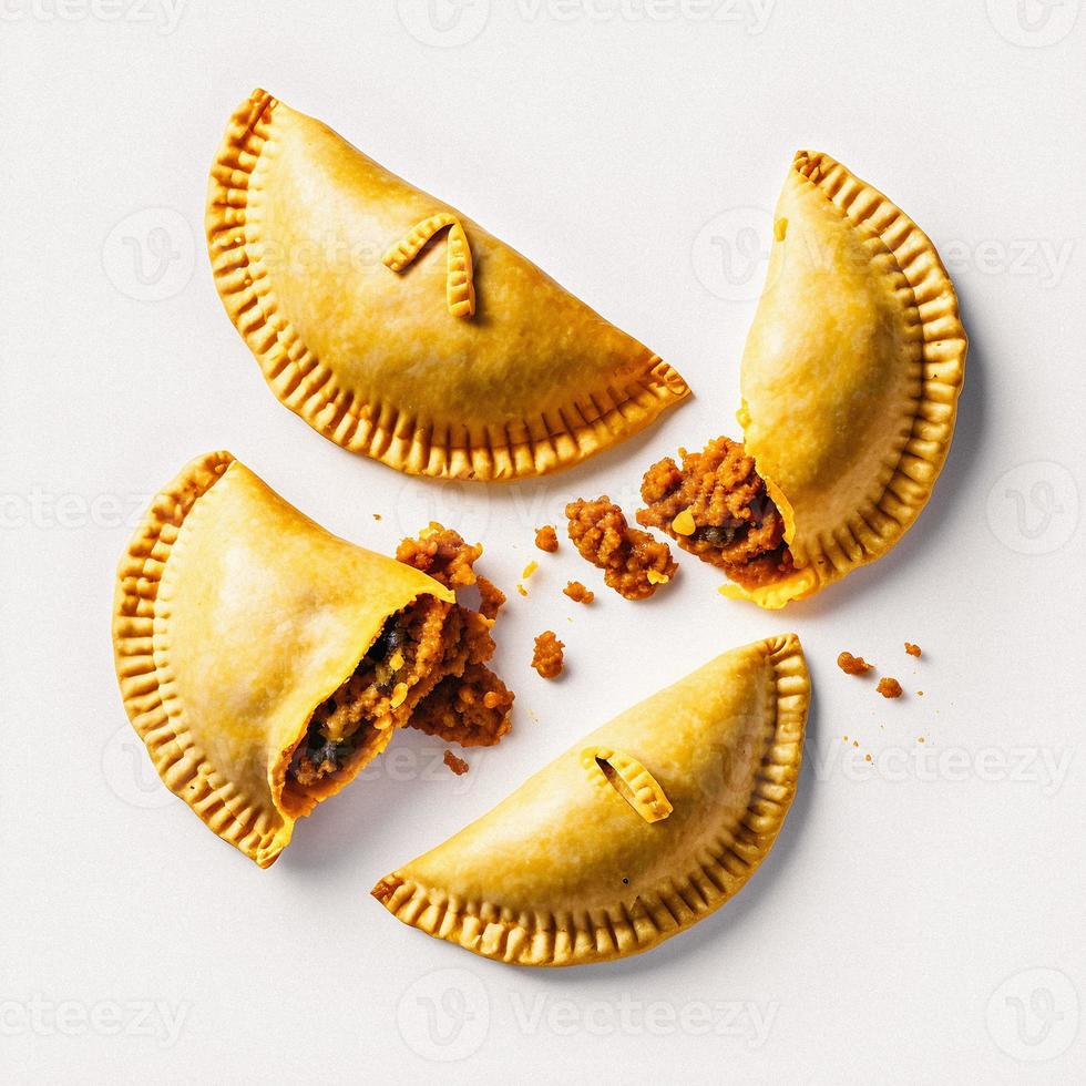 trazer uma toque do sofisticação para seu relacionado com comida projetos com nosso empanadas em uma branco fundo. mostruário a rico sabores e diversidade do latim americano cozinha foto