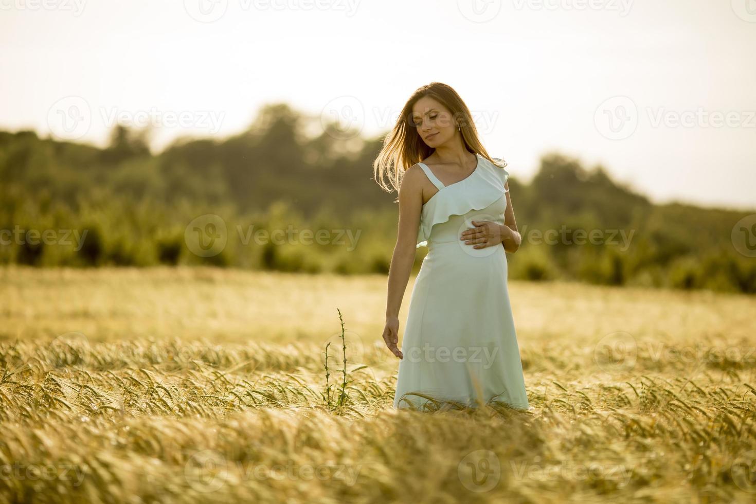 jovem grávida no campo foto