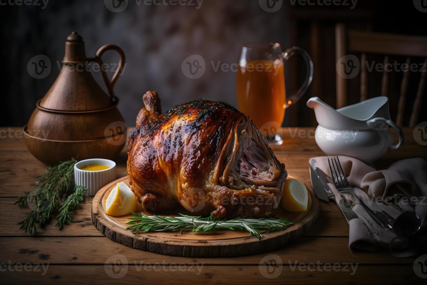 saboroso assado carne de porco junta Como regional prato Comida fotografia foto